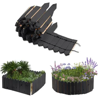 TolleTour Rasenkante Rollborder Kiefernholz Holzzaun Rolborder 200*30*1.5cm Unbehandelt Beeteinfassung Rasenkante Gartenzaun Holz Dekozaun - Grau