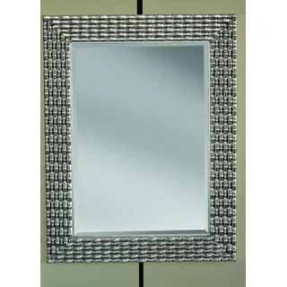 Klassischer Wandspiegel Holz Spiegel Möbel Barock Glas Rahmen Wand Silber 82x108