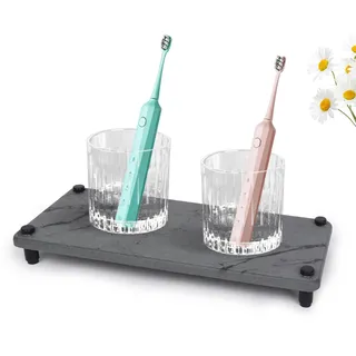 Generisch Wasserabsorbierendes Steintablett Spüle Organizer Grau Marmor Spülutensilien Aufbewahrung Anwendbar auf Schwammbürste Seife Shampoo Lotionen, Schnelltrocknend Küchen Badezimmer Organizer