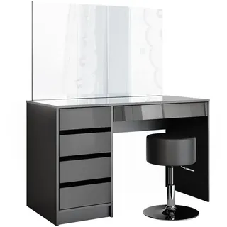 Vicco Schminktisch-Set Sherry Anthrazit 120 cm mit Hocker, Model 36886 - Dunkelgrau