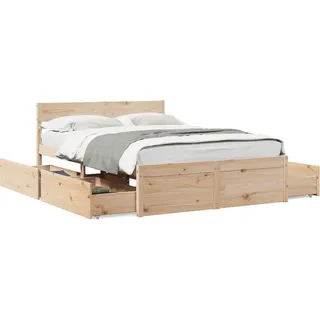 vidaXL Massivholzbett ohne Matratze 120x200 cm Kiefernholz - Braun