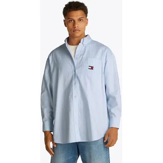Tommy Jeans Curve Hemdbluse »TJW OVS BADGE OXFORD SHIRT EXT« in Großen Größen, Oxford Qualität, oversized, Logo-Badge, blau