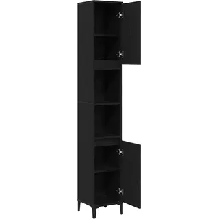 vidaXL Badezimmerschrank mit Tür Schwarz Eichen-Optik 30 x 30 x 190 cm - Schwarz