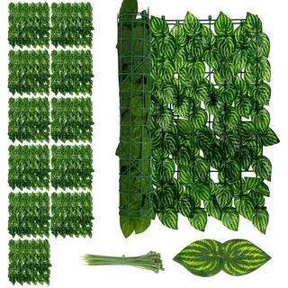 Yakimz Sichtschutzhecke Windschutz Efeu Sichtschutz Balkonverkleidung Blätterzaun,Erdnussblatt - Grün