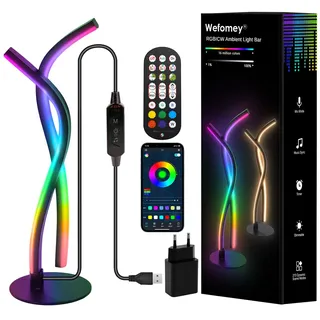 LED Nachttischlampe Dimmbar, RGB Warmweiß Metall Dekolampe Atmosphäre Spiral Tischlampe Modern, App Steuerung, Nachtlicht Mit Musiksynchronisierung,für Arbeitszimmer Wohnzimmer Schlafzimmer Nachttisch