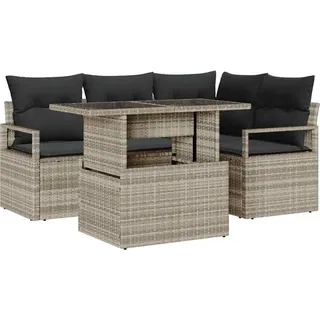 vidaXL Gartensofa-set mit Kissen 5 pcs Hellgrau Poly Rattan - Hellgrau