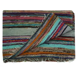 Handgefertigter, dekorativer Flickenteppich, Chindi-Teppich, mehrfarbig, 150 x 90 cm grün
