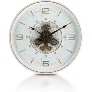 Mee 2ou Große Wanduhr mit Beweglichen Zahnrädern - 50cm Vintage Retro Steampunk Uhr im Industrie Stil - Dekorative Wanduhr für Wohnzimmer, Büro, Kamin oder Bauernhaus-Deko
