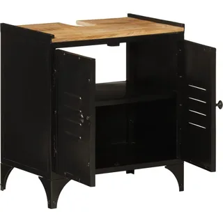 vidaXL Waschbeckenunterschrank 55x35x60 cm Eisen und Massivholz Mango - Braun