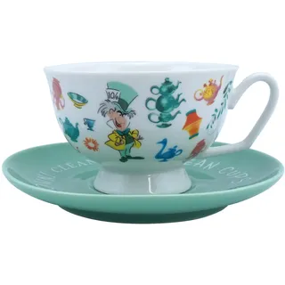 Disney Alice im Wunderland Tasse und Untertassen-Set, spülmaschinenfest, Tasse und Untertasse, 1 Stück, Alice im Wunderland Geschenke