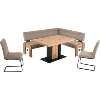 K+W Komfort & Wohnen "Floyd", Set, 5 Stk. tlg. Stauraum-Eckbank, wahlweise rechts oder links langer Schenkel 203cm, sand 35, balkeneiche 437),