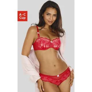 s.Oliver Set: Schalen-BH, (Set, 2 tlg., mit Low Waist Panty), mit feiner, blumiger Spitze und zarten Zierschleifen, sexy Dessous s.Oliver rot-rose 70 (32/34)