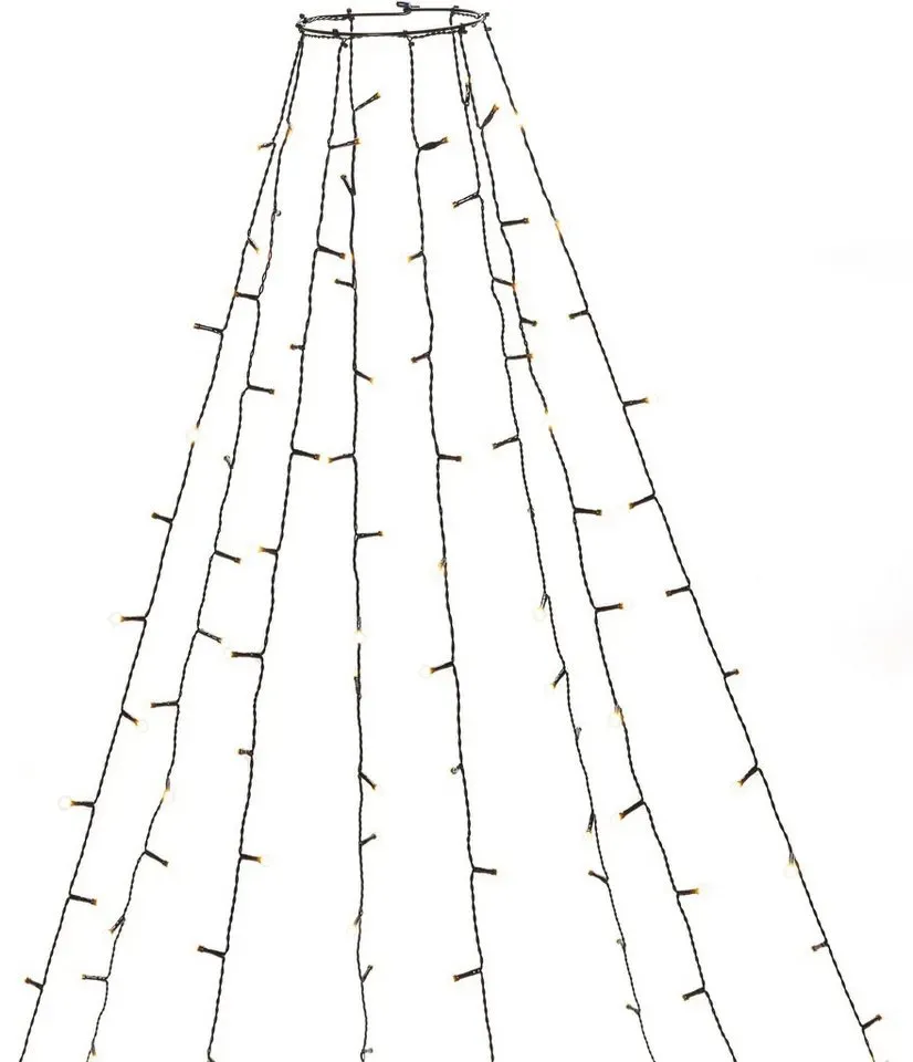 Bild von LED Baummantel mit Ring Ø 15, 8 Stränge à 50 bernsteinfarbene Dioden, gefrostet, Timer, schwarz,24V, aussen, Christbaumschmuck, 8h