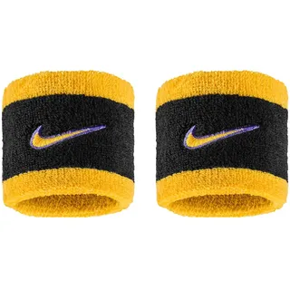 Nike Swoosh Classic Wristbands 2er Pack Schweißbänder Tennis Fitness Running Handgelenkbänder Sport, Black/Court Purple/University Gold, One Size