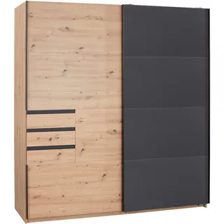 WIMEX Schwebetürenschrank Oldenburg 180 x 198 x 65 cm Grau/Eiche