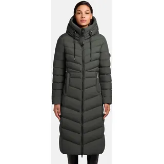 khujo Damen extralanger Wintermantel warmer Steppmantel mit hohem Kragen und Kapuze Ingram4-YM Foam Green Gr. XL - XL