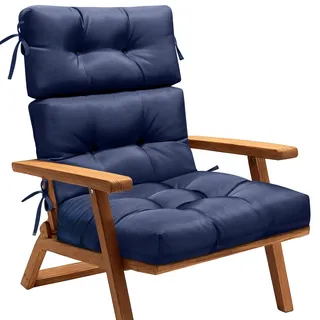 Klappbares Garten-Loungekissen– Outdoor Sitzauflage mit zerkleinertem Memory-Schaum & wasserdichtem 300D Oxford-Stoff, verstellbare Gurte für Gartenstühle, Schaukelstuhl und Pool (Marineblau)