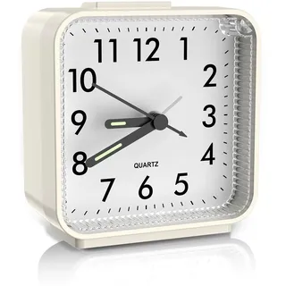Brifit Wecker Analog Ohne Ticken, Wecker Analog mit Licht, Batteriebetrieben Lauter Alarm, Schlummerfunktion, Geräuschlos, Leise Klein Reisewecker, Tragbarer Tischuhr für Reisen, Schlafzimmer, Büro