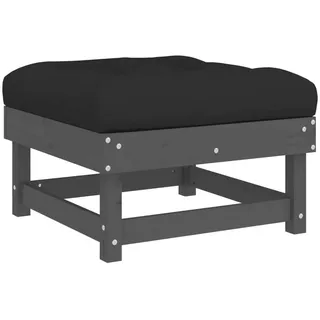 vidaXL Gartenhocker mit Kissen Grau Massivholz Kiefer - Grau