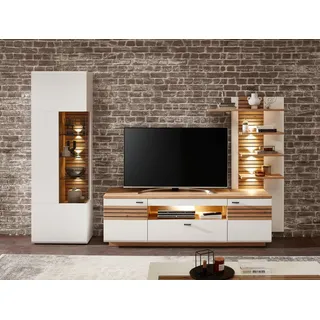 Wohn-Concept Fresno TV-/Wohnwand Holzwerkstoff Weiß matt/Eiche Artisan