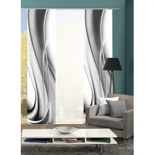 HOME WOHNIDEEN ONDAR Schiebegardine Klettband 60 x 245 cm Grau 3 Stk.