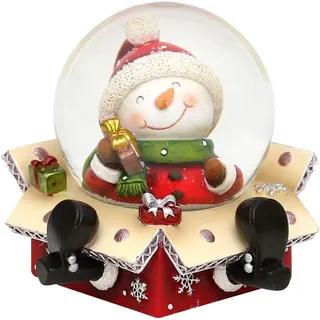 Dekohelden24 Schneekugel mit Schneemann, Maße H/B/Ø Kugel: ca. 6,5 x 6 cm/Ø 4,5 cm.