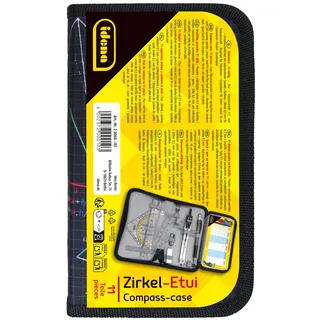 IDENA Zirkeletui 11-teilig, Zirkel im Etui, mit Geodreieck, Lineal, Ersatzminen für den Zirkel, Druckbleistift & Ersatzminen, Stundenplan, Radiergummi & Spitzer