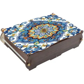 DCIDBEI Diamond Painting Schreibtisch Organizer 24x15cm Diamant Malerei Ornamenter Schreibtisch Aufbewahrungsbox Schubladenbox Kunststoff für Zuhause Make-up Schmuck Schule und Bürobedarf Mandala Blau
