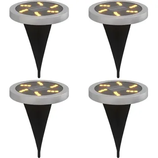 vidaXL Solar-Bodenleuchten mit Erdspieß 4 Stk. Warmweiß - Schwarz