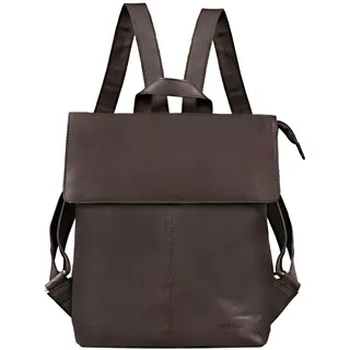 STILORD Charlie Vintage Lederrucksack Braun Mittelgroßer Daypack für Damen Herren 13,3 Zoll Laptop Rucksack aus Echtem Leder Farbe:matt - Dunkelbraun