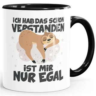 MoonWorks Kaffee-Tasse Ich hab das schon verstanden Faultier mit Spruch Bürotasse lustige Kaffeebecher Weiss-innen-schwarz standard