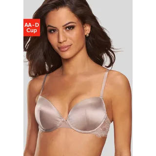 Push-up-BH LASCANA "Alana", Damen, Gr. 90, Cup B, beige (sand), Spitze, Obermaterial: 41% Seide, 33% Polyester, 20% Polyamid, 6% Elasthan, BHs Push-up-BH, mit hohem Seidenanteil und edler Spitze, Dessous