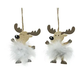 Dekoration Hängende Anhänger Rentier aus Holz Mit Rock IN Fell Farbe A