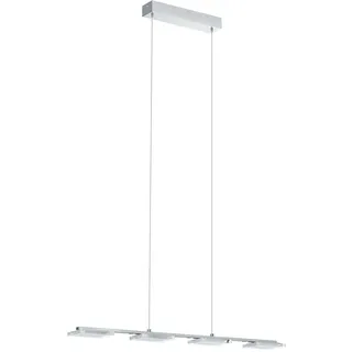 EGLO LED Pendelleuchte Cartama, 4 flammige Hängelampe, Hängeleuchte aus Metall und Kunststoff, Esstischlampe in Chrom, Klar, Satiniert, Wohnzimmerlampe hängend, quadratische LEDs warmweiß