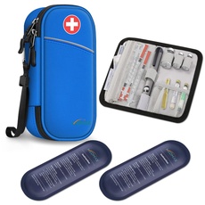MEDMAX Insulin Kühltasche mit 2 Kühlakkus - Tragbare Diabetikertasche Wasserabweisend Isolierte Medikament Tasche Organizer Kühler Tasche für Insulin Pen und andere Diabetiker Zubehör (Blau)
