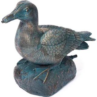 esotec Wasserspeier Ente Samuel, Einzelfigur mit Schlauch Polyresin 100772 - Grau