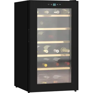 Homcom Weinkühlschrank, 65 L Getränkekühlschrank für 24 Flaschen, Flaschenkühlschrank, Weinklimaschrank mit Innenbeleuchtung, 5-20°C, Touch, Schwarz