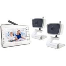 moonybaby Trust 30-2 Babyphone Video Nachtsicht, 4,3-Zoll-LCD-Bildschirm, 2,4-GHz-Signal, Gegensprechfunktion & Schlaflied, 2X Kameras, Fernanzeige, Monitor Con UNA risoluzione 480x272