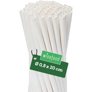 Wisefood® Strohhalme Papier [20 cm Ø 8] Party Deko [Weiß] alternative Strohhalme Plastik-frei für Geburtstag Hochzeit DIY [100 Stk.] für Cocktail Getränke Cola Energy Drink Wasser Limo BIO