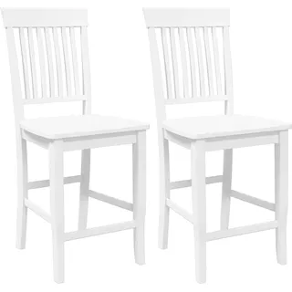 vidaXL Barhocker 2 Stk. Weiß Massivholz Gummibaum - Weiß