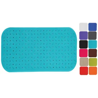 MSV Premium Duschmatte Badematte Badewannenmatte Badewanneneinlage antibakteriell rutschfest mit Saugnäpfen-Hellblau-duftet nach Rosen-ca. 36 x 65 cm-waschbar bei 60° Grad, Gummi, Blue, Large