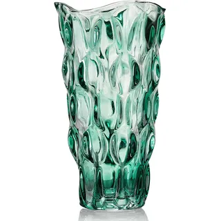 CEMABT 24 cm Blumenvase 3.4 lbs Thickened Vase für Tulpen- Geschenke für Mama zum Geburtstag,Geschenkideen Mutter Glasvase für Blumen Klarglasvase Dekorativ für Hochzeiten(Grün)