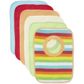 Bieco Baby Schlupf Lätzchen, 6er Pack mit Klettverschluss in tollen Farben für Junge und Mädchen, Klettverschluss und doppelseitig mit außen Baumwolle, abwaschbar und wasserdicht Kinderlätzchen
