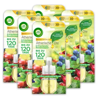 Air Wick Duftölflakon Nachfüller Erfrischender Beerenzauber – Fruchtiger Raumduft mit ätherischen Ölen – 6er Duftöl Set