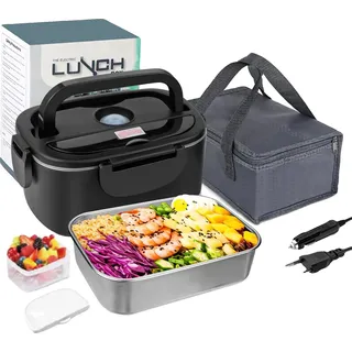 Elektrische Lunchbox, Mehrere Spannungsarten, 1,5L Kapazität, schwarz - Schwarz