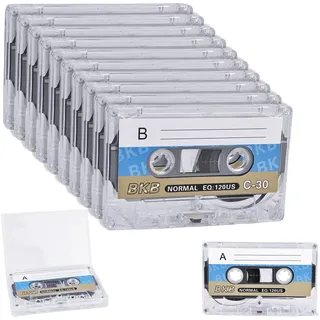 10 Stück Audio Kassetten Leer: HOMURY Rauscharm Audiokassetten, 60 Min Musikkassette, Transparenter Kunststoff-Kassettenbandhülle für Vorlesungen Seminare Alltägliche Aufnahmen