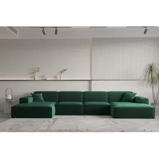 Wohnlandschaft U-Form CELES PREMIUM in Stoff Opera Velvet Grün - Grün