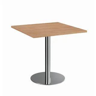 Venda Konferenztisch , Nussbaumfarben, Chromfarben , Metall, Holzwerkstoff , quadratisch , Säule , 80x75.5x80 cm , Fsc, DIN EN ISO 14001, DIN EN ISO 9001 , Büromöbel, Schreibtische, Besprechungstische