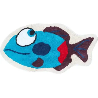 Homescapes Blauer Fisch Kinderteppich 40 x 75 cm Blau/Weiß