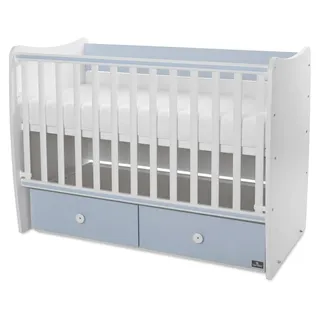 Lorelli Babybett MATRIX NEW Kinderbett 120 x 60 cm, 2 Ebenen, 2 Schubladen - Blau